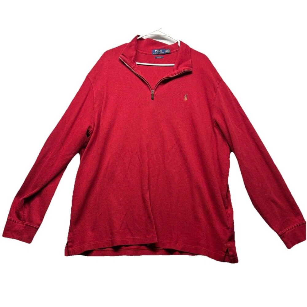 Polo Ralph Lauren Sweater Men's Red Knit Estate Rib Quarter Zip Pullover XXL